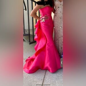 Sherri hill hot pink ruffle prom dress (#54257)